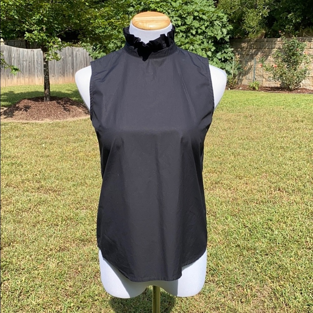 Frame black ruffle sleeveless blouse